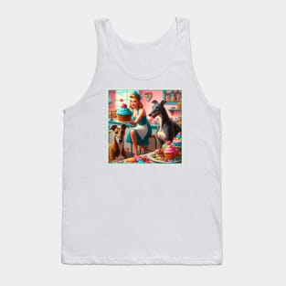 Greyhounds and Retro Bakery Pin Up Girl and Cupcakes Tank Top